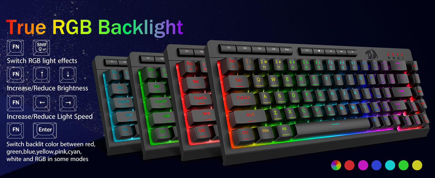 Black K519 Wired Gaming RGB Backlit Keyboard